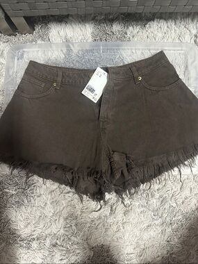 H&M Frayed Women's Shorts - Chocolate Brown